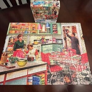 Back to the Past 750 Piece Puzzle Baking with Mom Made in USA RoseArt 27” x 20”